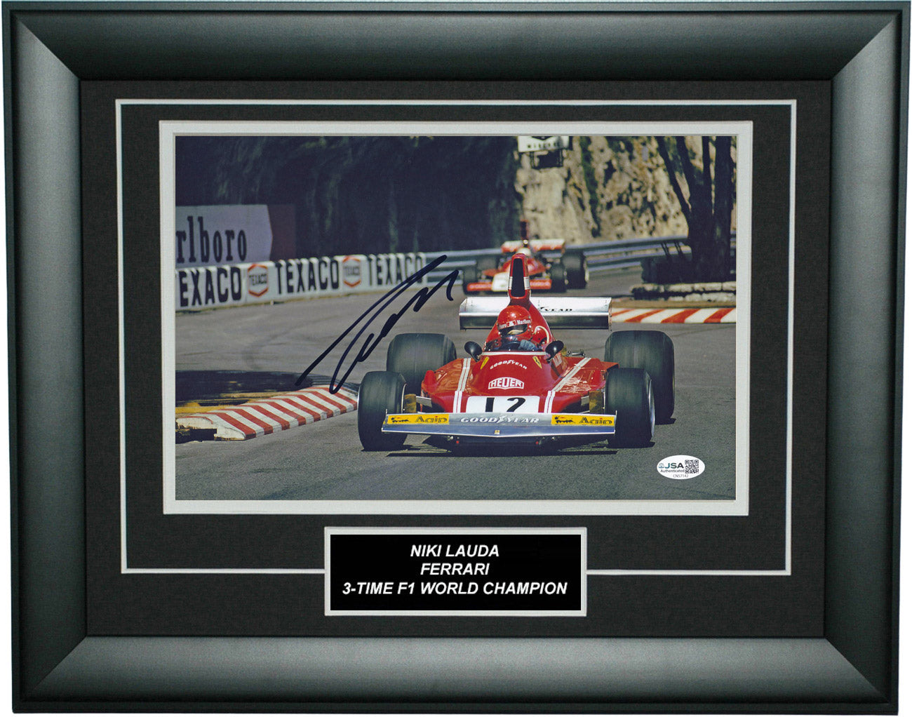 Niki Lauda Signed 8x12 Inches 1974 Monaco Grand Prix Ferrari F1 Photo Frame – Authentic Formula 1 Memorabilia