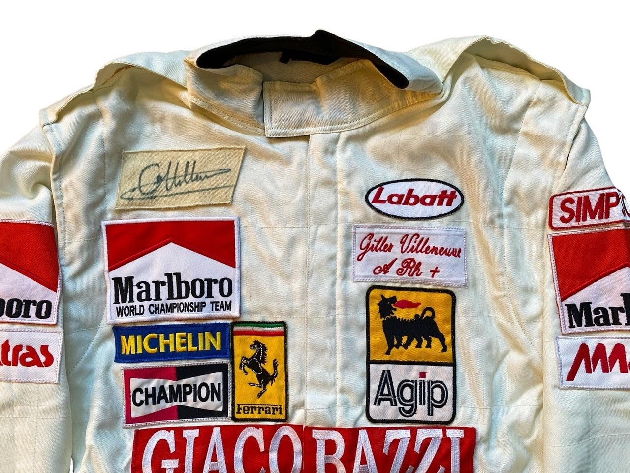 Gilles Villeneuve SIGNED Ferrari 1980 F1 REPLICA Race SUIT
