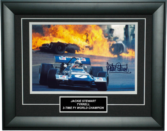 Jackie Stewart Signed 8x12 Inches 1970 Tyrrell Ford Elf Photo Frame – Authentic Formula 1 Memorabilia