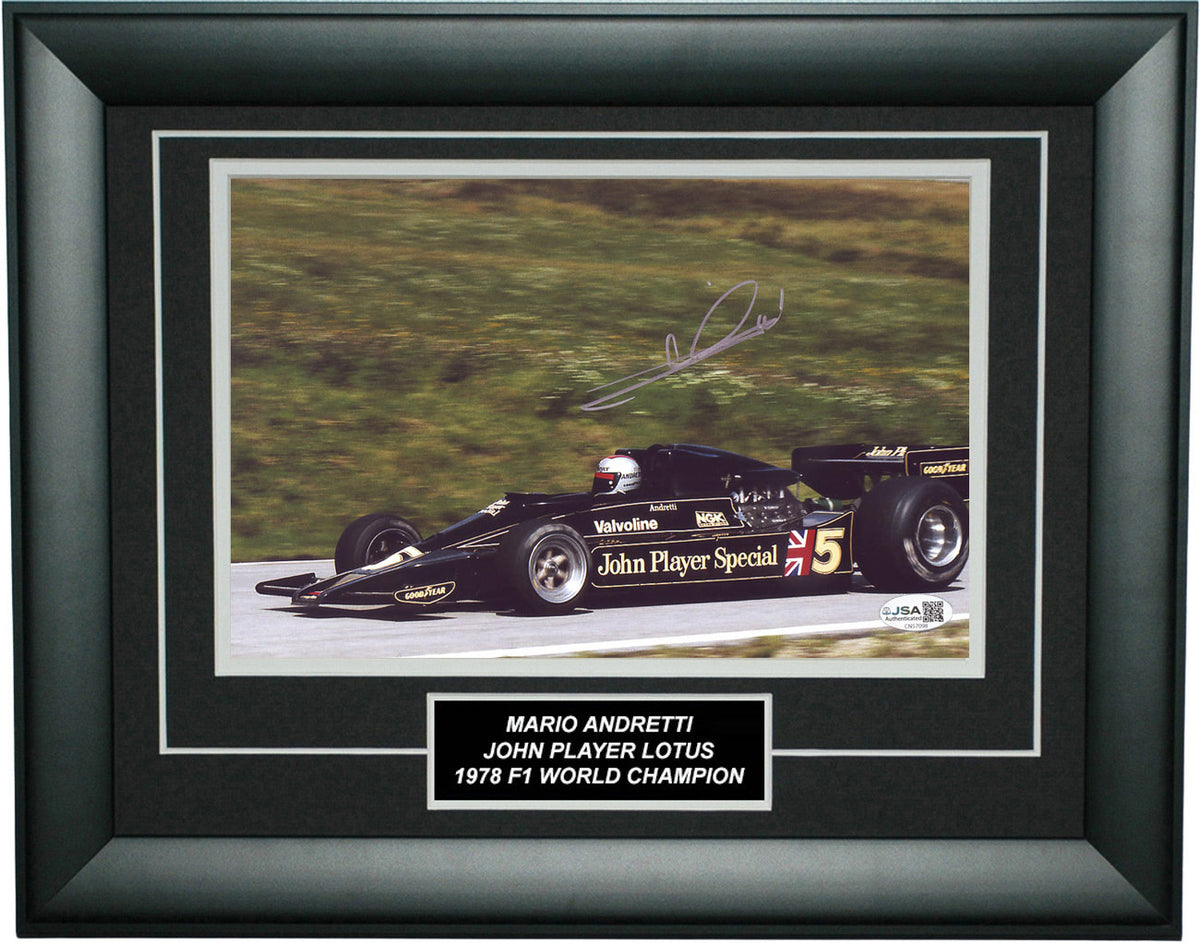 Mario Andretti Signed 8x12 Inches John Player Lotus Photo Frame – Authentic Formula 1 Memorabilia
