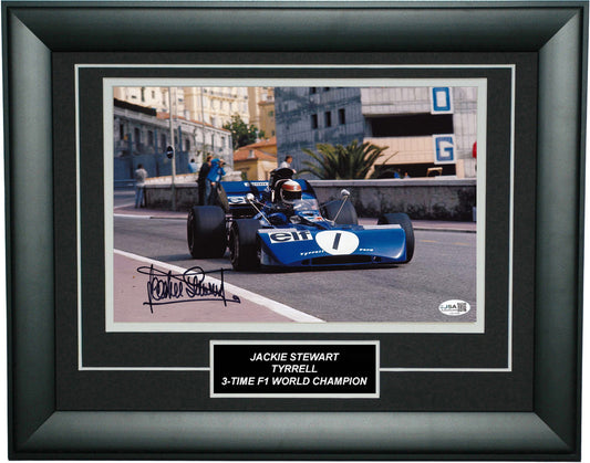 Jackie Stewart Signed 8x12 Inches 1972 Monaco Grand Prix Tyrrell Ford Elf Photo Frame – Authentic Formula 1 Memorabilia