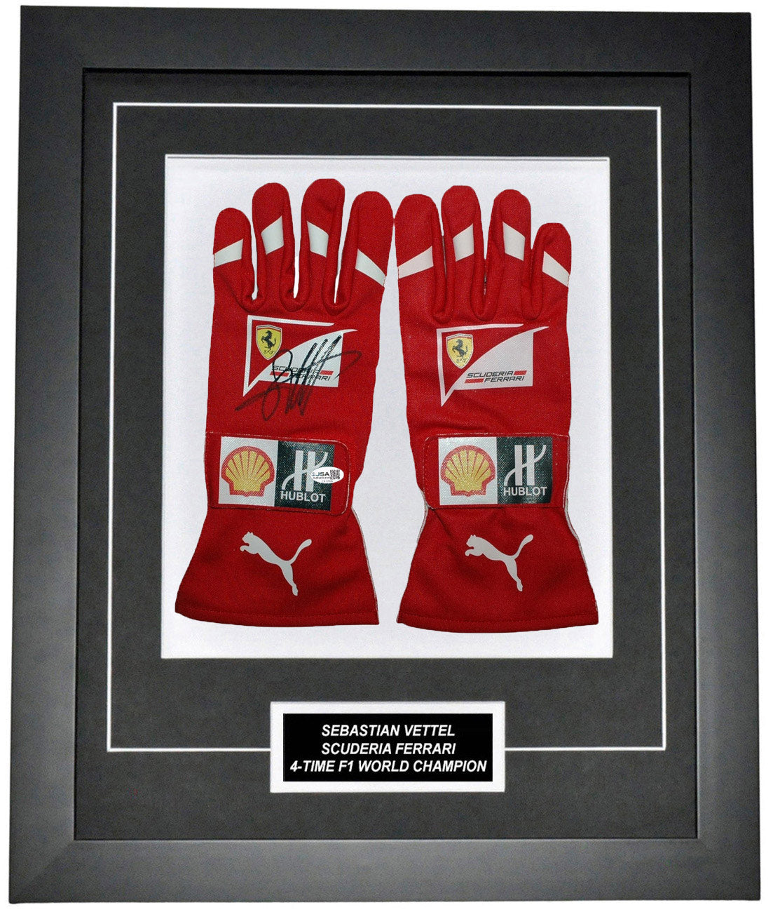 Sebastian Vettel Signed 19x23 Inches Replica Gloves Montage Frame – Authentic Formula 1 Memorabilia