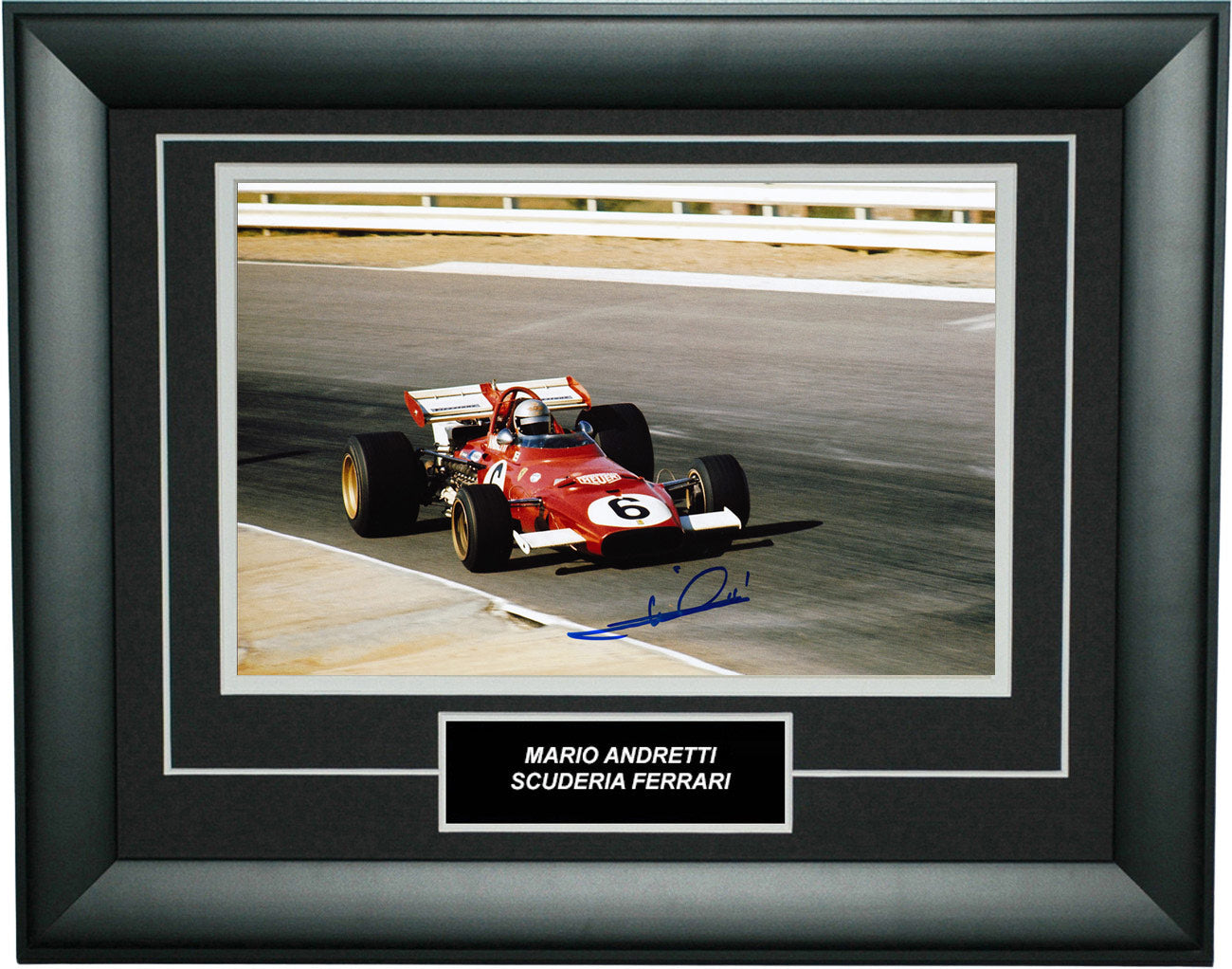 Mario Andretti Signed 8x12 Inches Scuderia Ferrari Lotus Photo Frame – Authentic Formula 1 Memorabilia