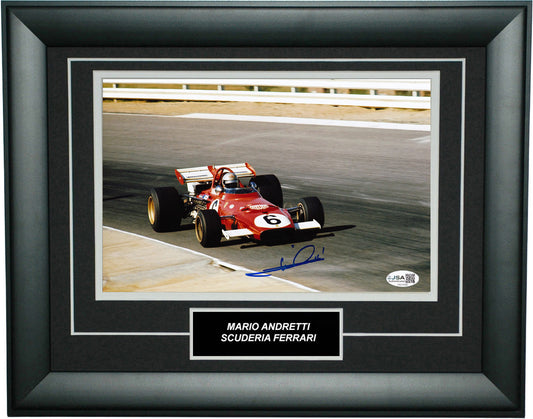 Mario Andretti Signed 8x12 Inches Scuderia Ferrari Photo Frame – Authentic Formula 1 Memorabilia