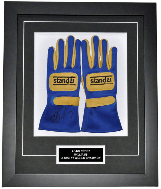 Alain Prost Signed 19X23 Inches 1993 Replica Gloves Montage Frame – Authentic Formula 1 Memorabilia