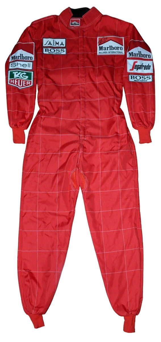 Alain Prost SIGNED F1 McLaren 1985 REPLICA Race SUIT