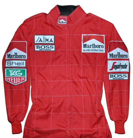 Alain Prost SIGNED F1 McLaren 1985 REPLICA Race SUIT