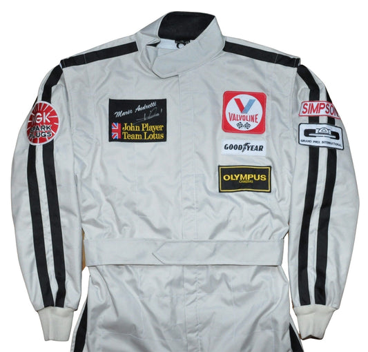 Mario Andretti SIGNED F1 Lotus 1978 REPLICA Race SUIT