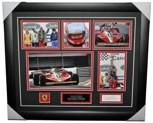 Gilles Villeneuve Signed 26X22 inches First Formula 1 Victory Canada Grand Prix 1978 Ferrari Frame