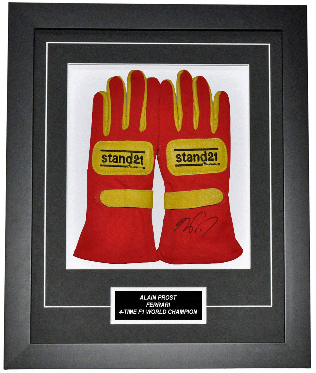 Alain Prost Signed 19X23 Inches 1990 Replica Gloves Montage Frame – Authentic Formula 1 Memorabilia