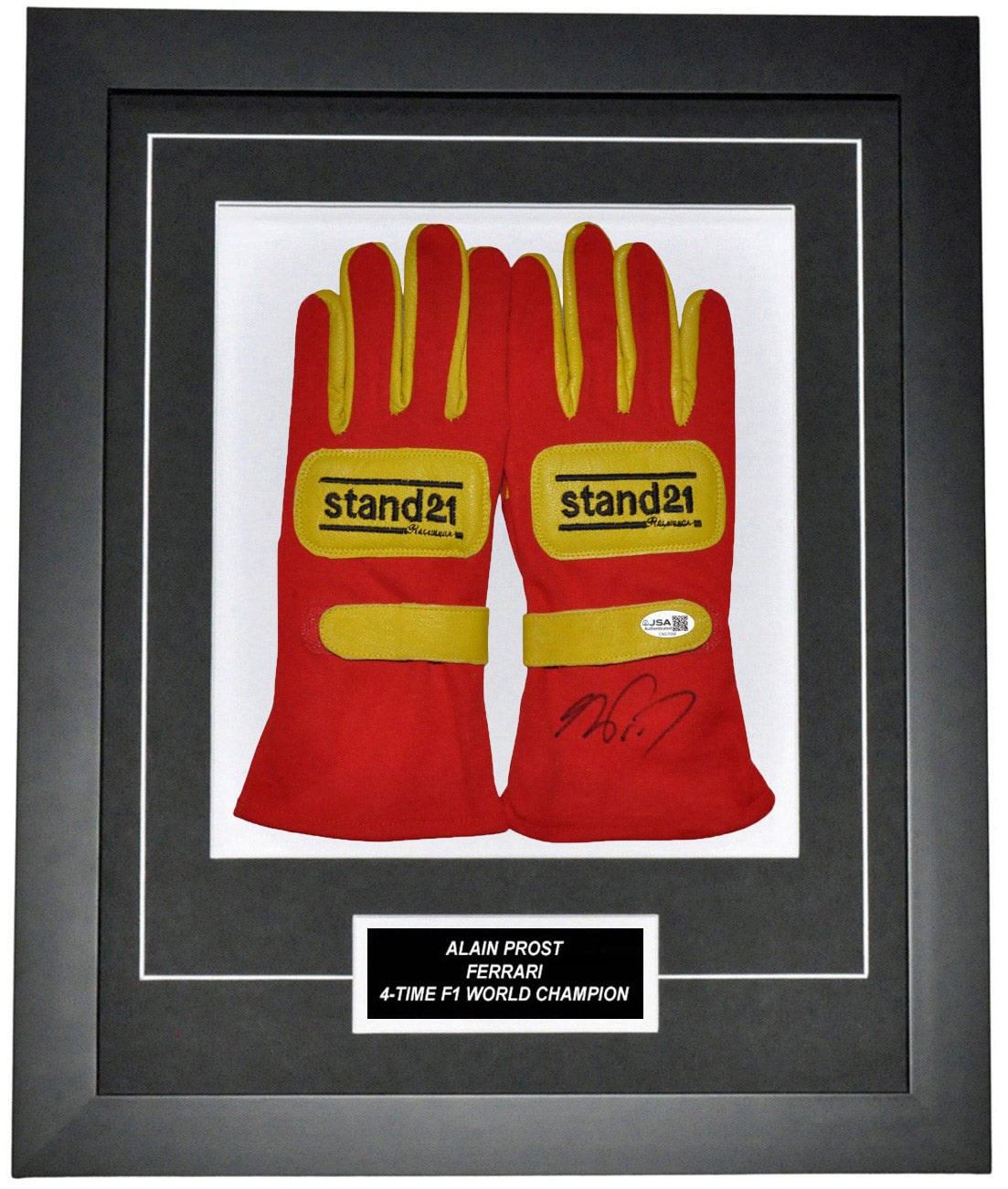 Alain Prost Signed 19X23 Inches 1990 Replica Gloves Montage Frame – Authentic Formula 1 Memorabilia