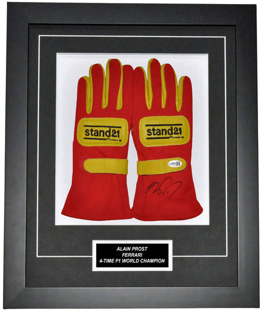 Alain Prost Signed 19X23 Inches 1990 Replica Gloves Montage Frame – Authentic Formula 1 Memorabilia