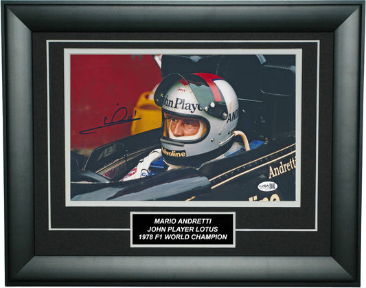 Mario Andretti Signed 8x12 Inches John Player Lotus Photo Frame – Authentic Formula 1 Memorabilia