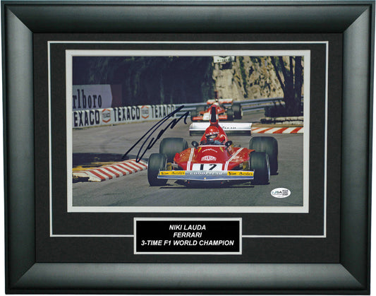 Niki Lauda Signed 8x12 Inches 1974 Monaco Grand Prix Ferrari F1 Photo Frame – Authentic Formula 1 Memorabilia