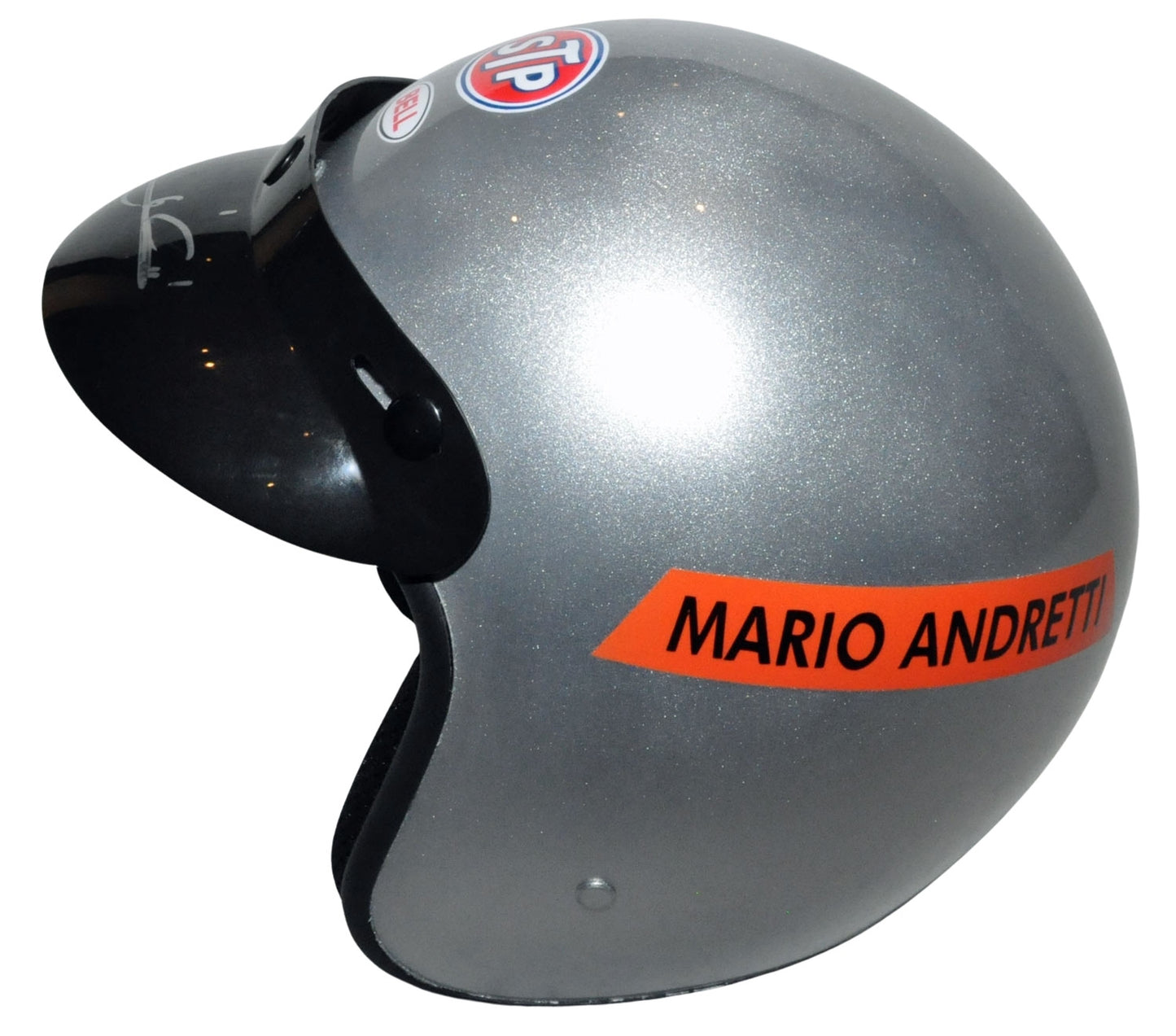 Mario Andretti Signed Open Face Full Scale Replica Helmet