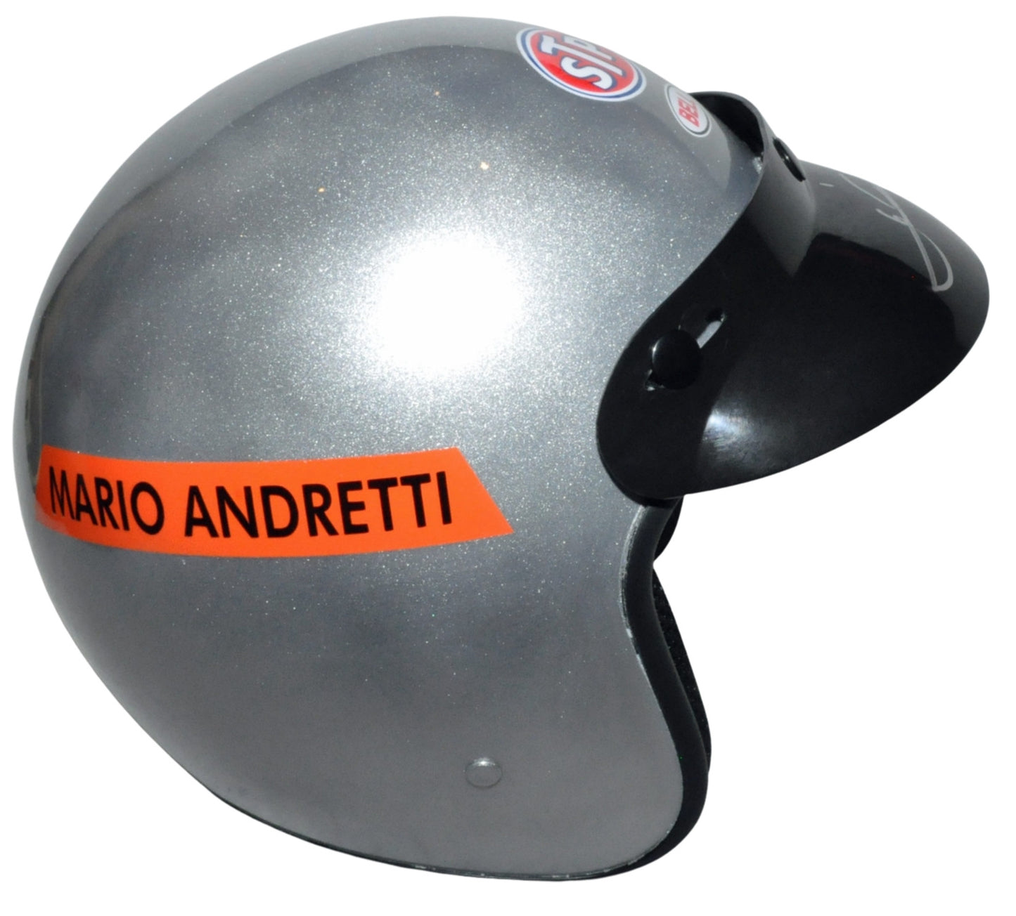 Mario Andretti Signed Open Face Full Scale Replica Helmet
