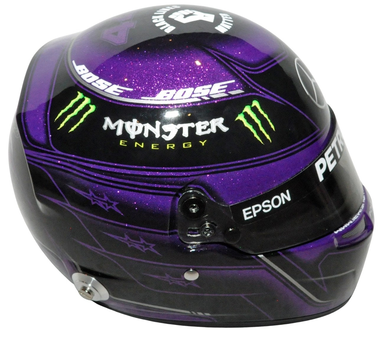 Lewis Hamilton Signed HALF SCALE F1 2020 Mercedes Purple Replica Helmet
